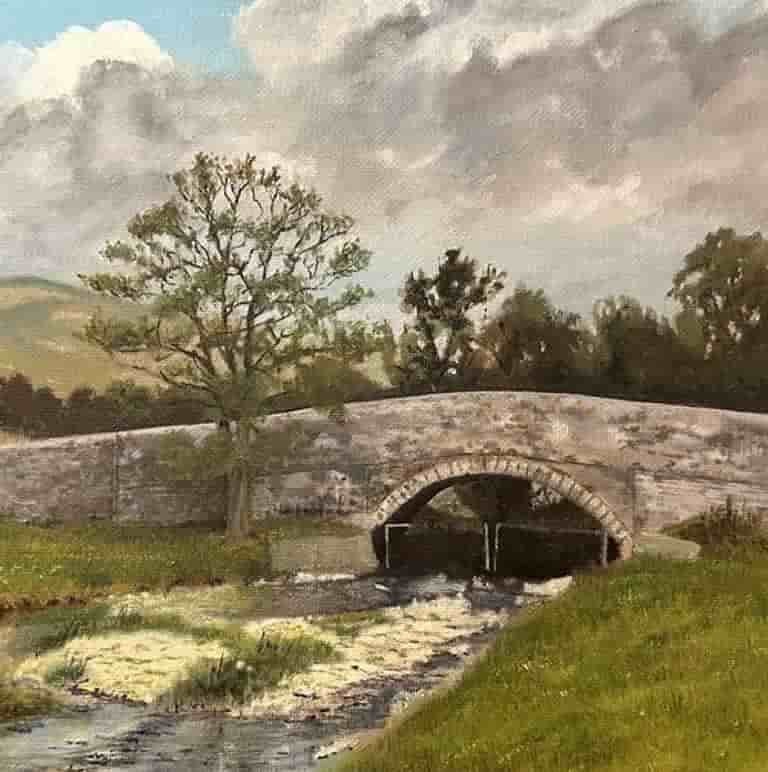 Newfield Bridge, Malhamdale in the Yorkshire Dales, original oil painting by Jonathan Little