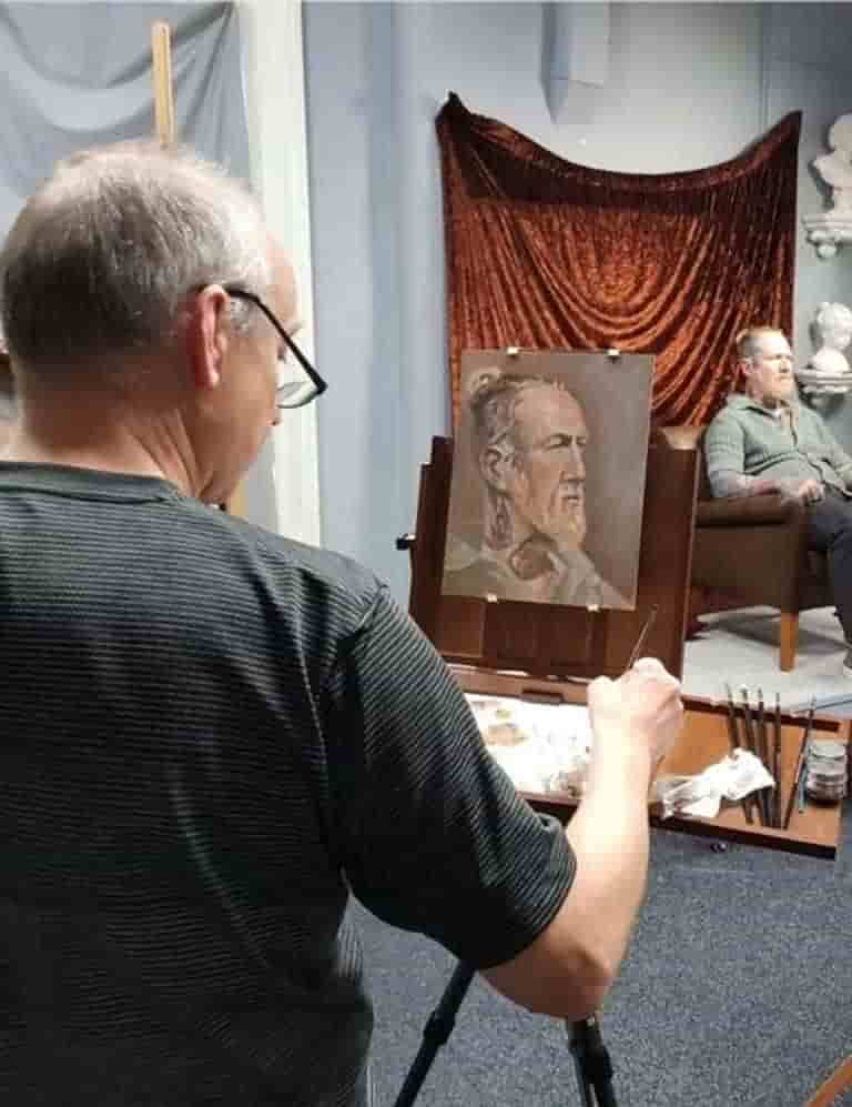 Jonny Little oil painting Craig, portraits from life, alla prima, at Workshops In Yorkshire