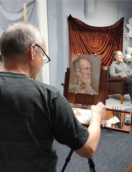 Jonny Little oil painting Craig, portraits from life, alla prima, at Workshops In Yorkshire
