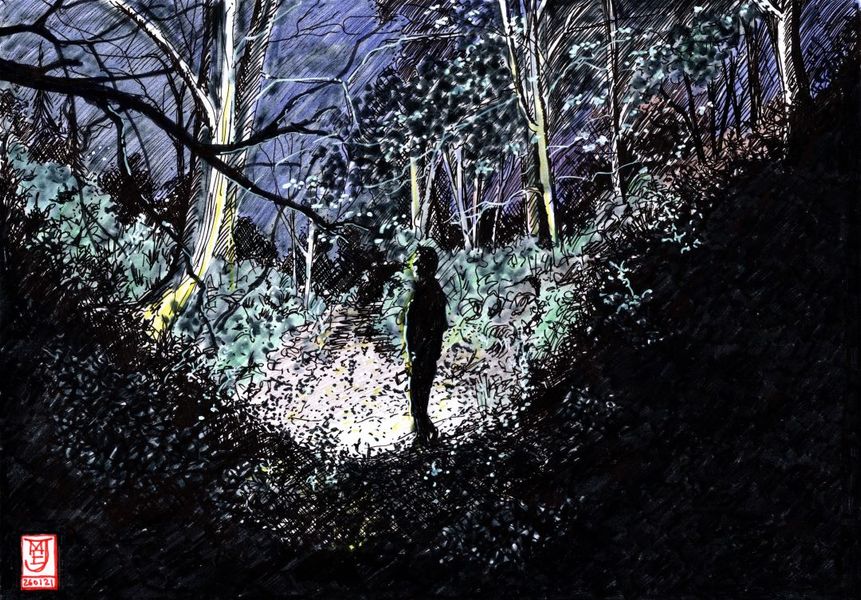 First sketch for Into the Woods by Torchlight