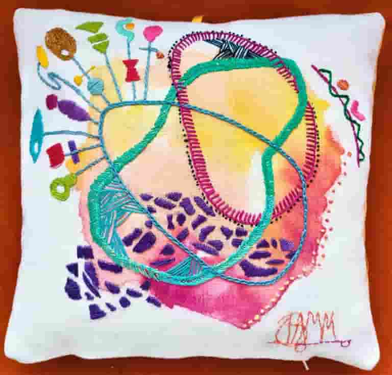 Colourful Abstract embroidery that expresses joy