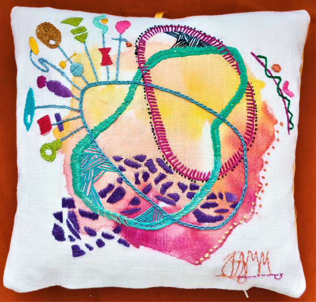 Colourful Abstract embroidery that expresses joy