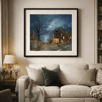 Leeds Gothic painting y Matthew Eyles shown in a sitting room setting