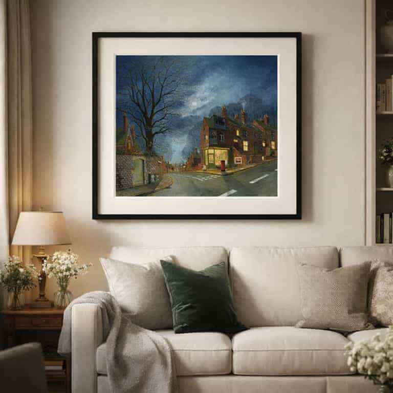 Leeds Gothic painting y Matthew Eyles shown in a sitting room setting