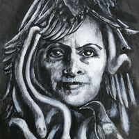 Slate painting. The Morrigan.