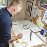 Matthew Eyles working on a painting