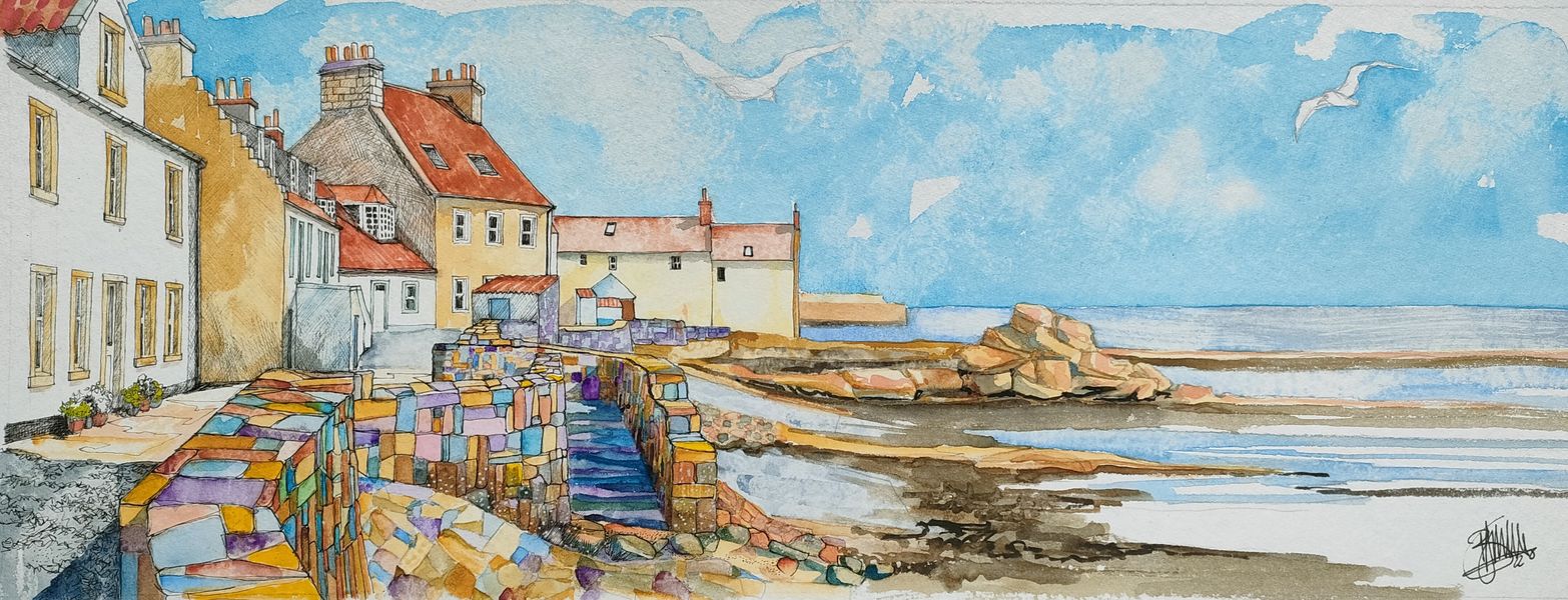 Pittenweem harbour wall Fife Scotland