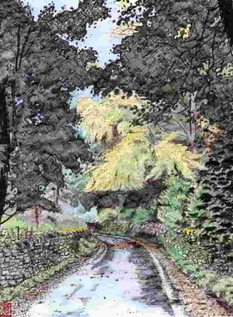 Early sketch for Rain on the Side Road