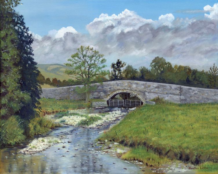 River Aire at Newfield Bridge on the Pennine Way to Airton, Malhamdale - original oil painting on Linen