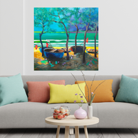 Storm brewing shown in a roomset with beige sofa