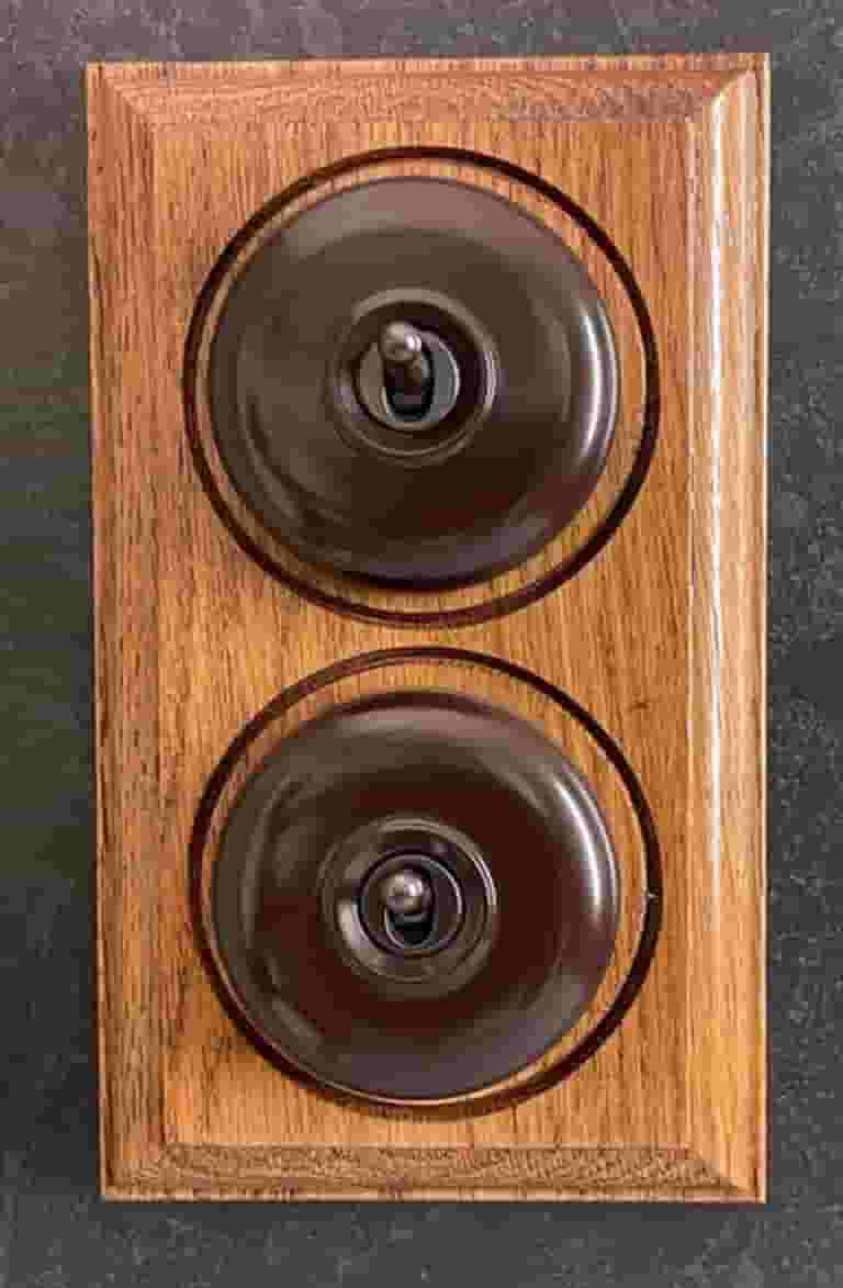 Two gang 2 way Brown Dolly light switch