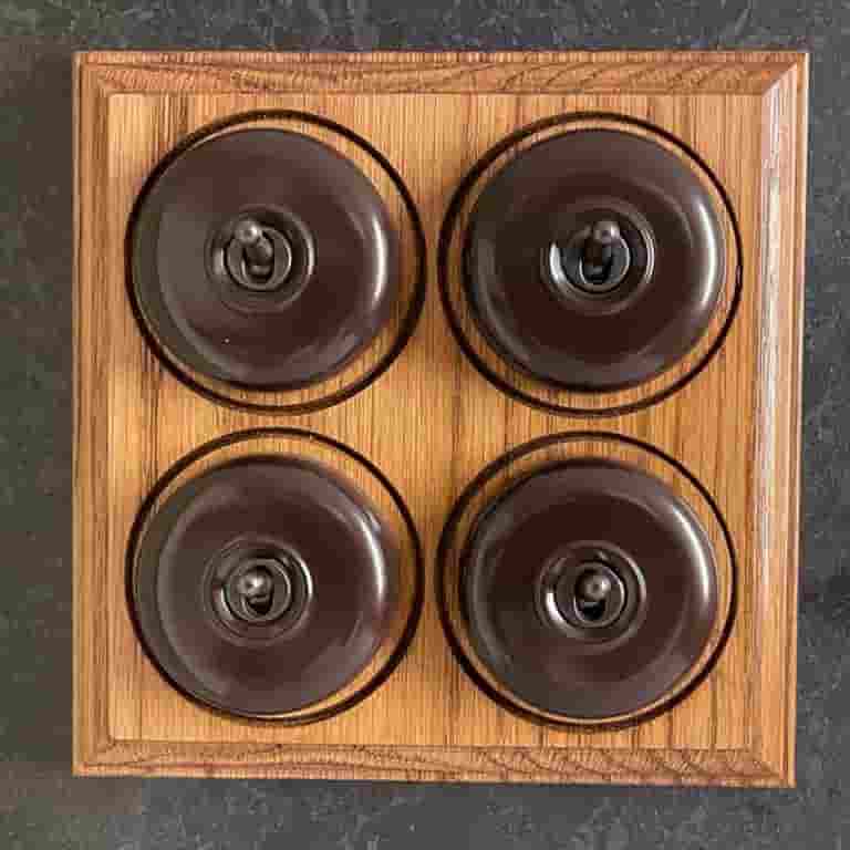 Four gang 2 way Brown Dolly light switch