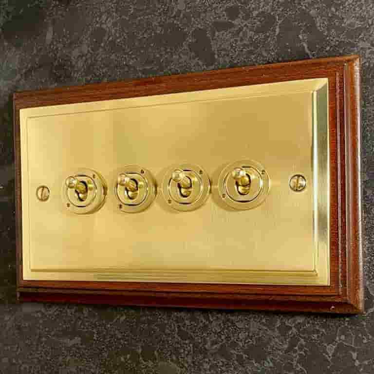 Victorian Stepped Plate 4 Gang Toggle Switch 2 Way