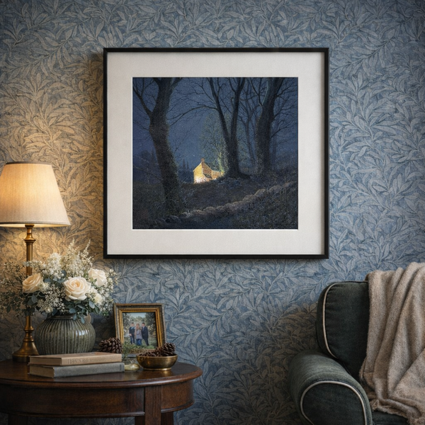 Where the Light Waits - an original painting by Matthew Eyles, shown in a sitting room setting