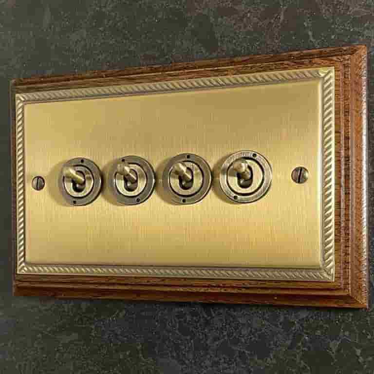 Georgian Flat Plate 4 GangToggle Switch 2 Way
