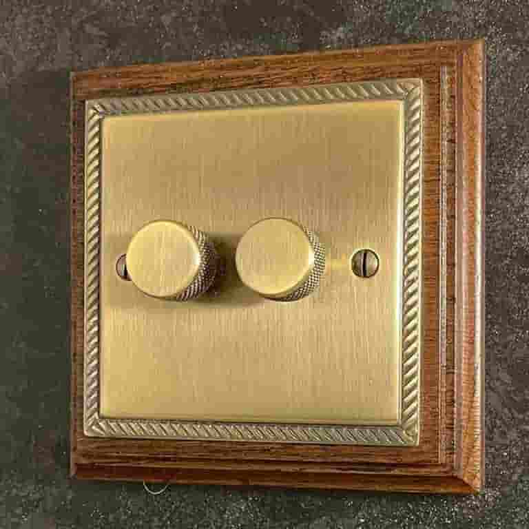 Georgian Flat Plate Double Dimmer Switch