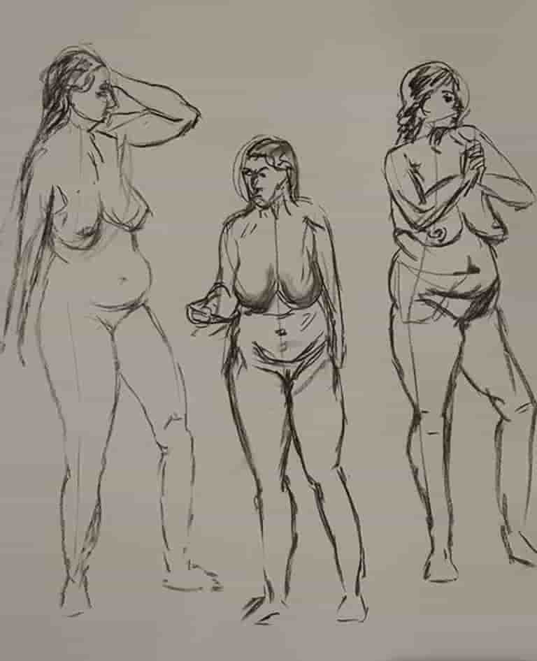 Life drawing in charcoal at Leeds Drawing Club