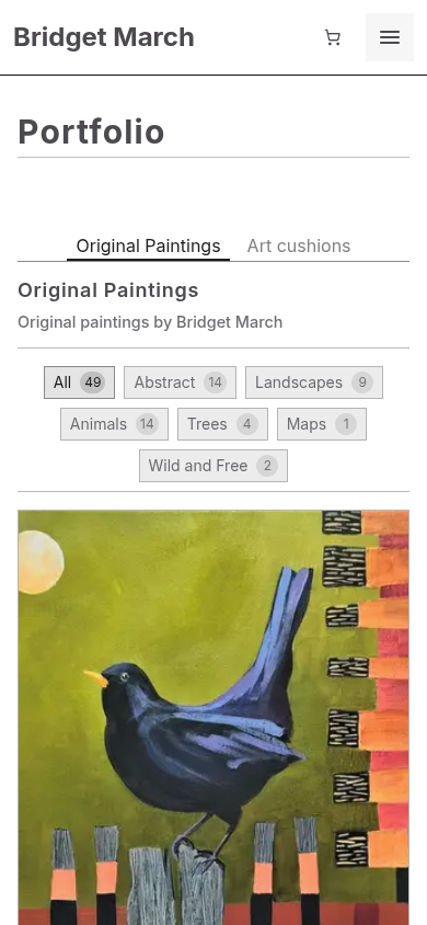 Bridget March Artist website mobile