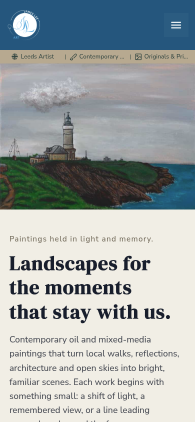 James Lee Artist Website - Mobile Preview