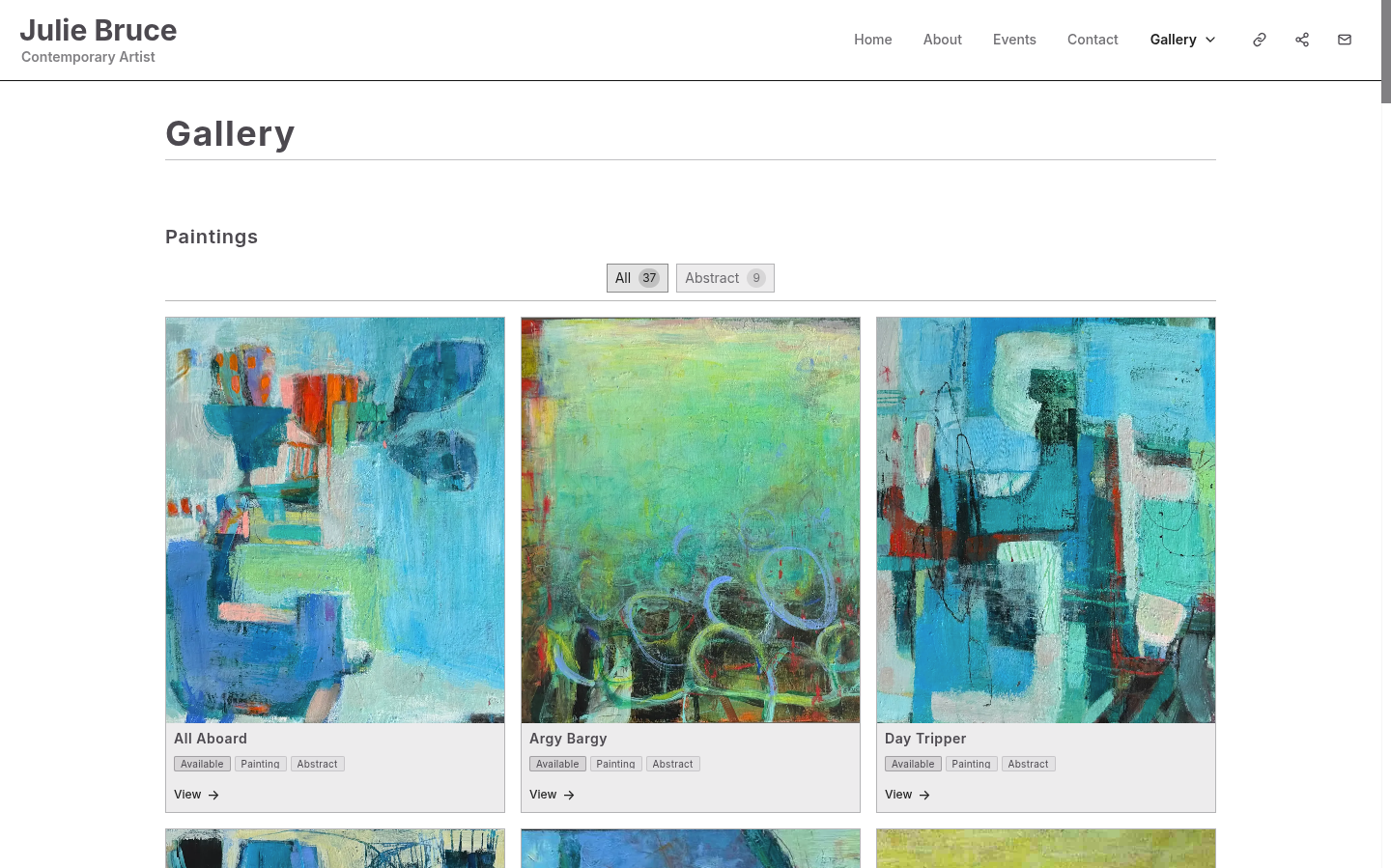 Julie Bruce Artist website - laptop