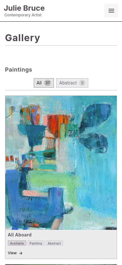 Julie Bruce Artist website - mobile
