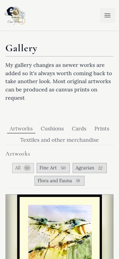 Cumbye Art website mobile