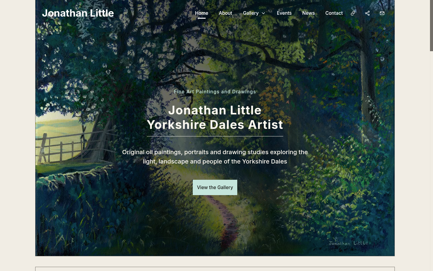 Desktop homepage of Jonathan Little’s artist website.